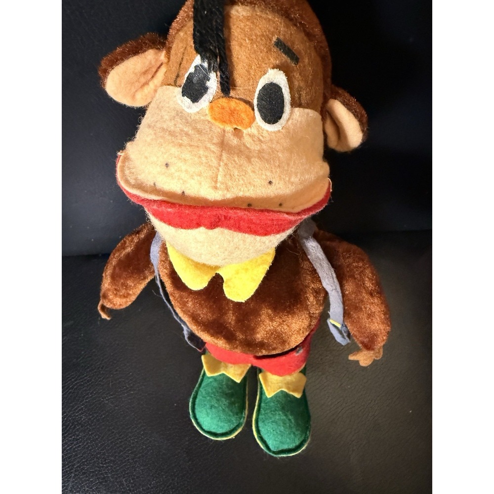 Vintage Ideal Toy Corp Monkey Plush Doll Red Shorts Green Shoes Bow Tie Retro - Picture 3 of 16